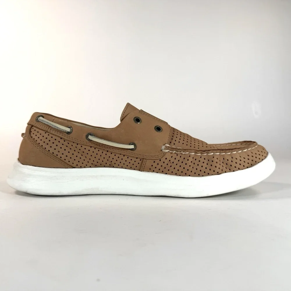 Tommy Bahama Aeonian Perf Boat Shoes Mens‎ 10 Tan Leather Slip On Casual